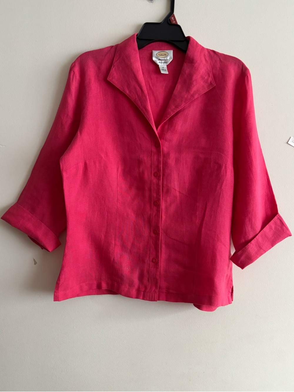 Talbots Iris Linen  Pink Women’s 3/4 Sleeve Button-Down Blouse Size 12
